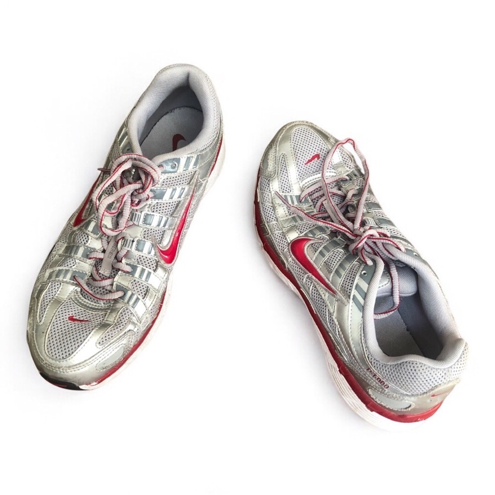 Nike P-6000 Metallic Silver Gym Red